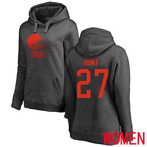 Cleveland Browns Kareem Hunt Women Ash Jersey #27 NFL Football One Color Pullover Hoodie Sweatshirt->cleveland browns->NFL Jersey